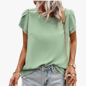 Pastel Mint Green Petal Sleeve Blouse